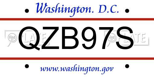 QZB97S District Of Columbia License Plate