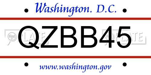 QZBB45 District Of Columbia License Plate