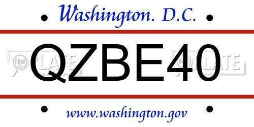 QZBE40 District Of Columbia License Plate