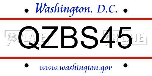 QZBS45 District Of Columbia License Plate