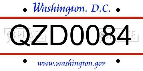 QZD0084 District Of Columbia License Plate
