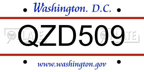 QZD509 District Of Columbia License Plate