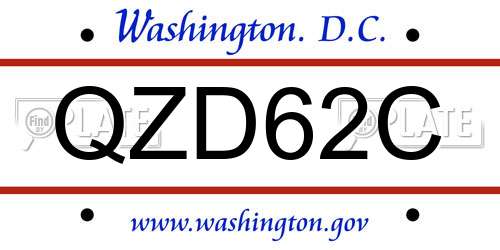 QZD62C District Of Columbia License Plate