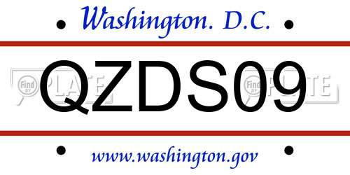 QZDS09 District Of Columbia License Plate