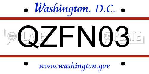 QZFN03 District Of Columbia License Plate