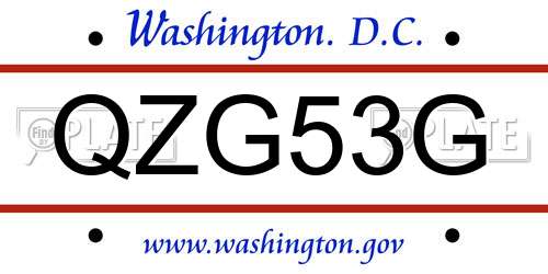 QZG53G District Of Columbia License Plate