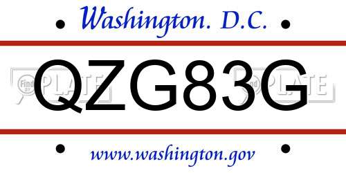 QZG83G District Of Columbia License Plate
