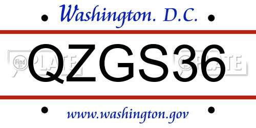 QZGS36 District Of Columbia License Plate