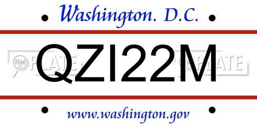 QZI22M District Of Columbia License Plate