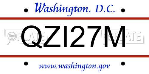 QZI27M District Of Columbia License Plate