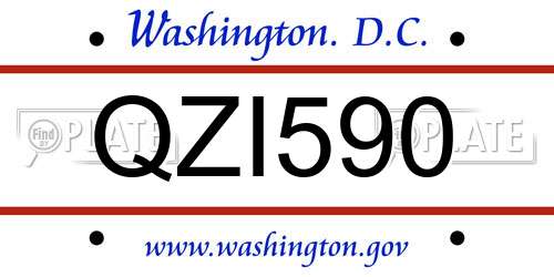 QZI590 District Of Columbia License Plate