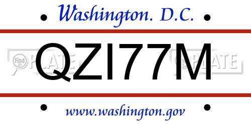 QZI77M District Of Columbia License Plate