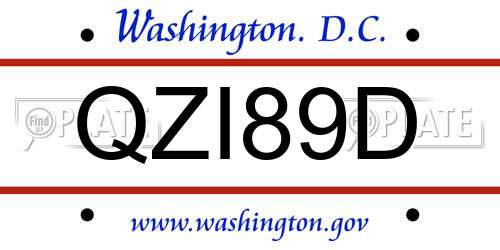 QZI89D District Of Columbia License Plate