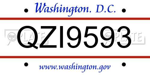 QZI9593 District Of Columbia License Plate