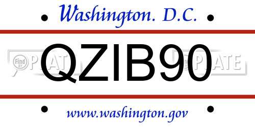 QZIB90 District Of Columbia License Plate