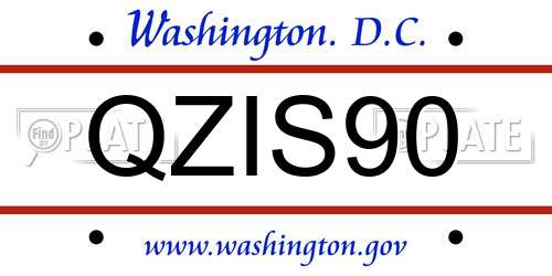 QZIS90 District Of Columbia License Plate