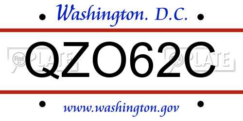 QZO62C District Of Columbia License Plate