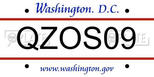 QZOS09 District Of Columbia License Plate