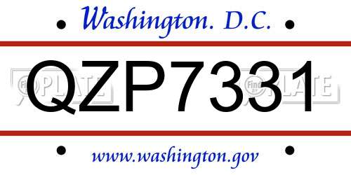 QZP7331 District Of Columbia License Plate