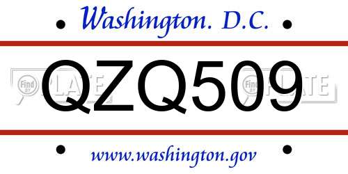 QZQ509 District Of Columbia License Plate