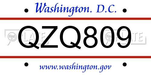 QZQ809 District Of Columbia License Plate