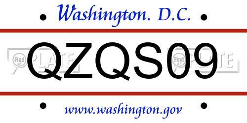 QZQS09 District Of Columbia License Plate