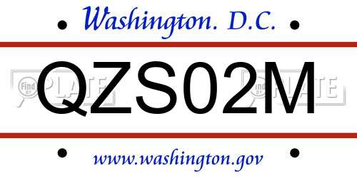 QZS02M District Of Columbia License Plate