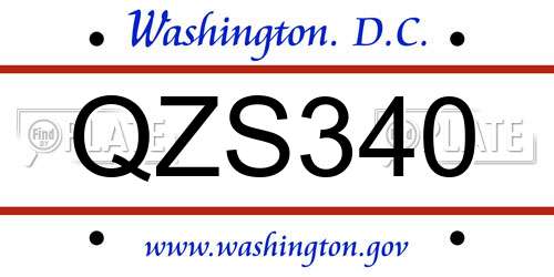 QZS340 District Of Columbia License Plate