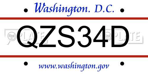 QZS34D District Of Columbia License Plate