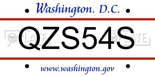QZS54S District Of Columbia License Plate