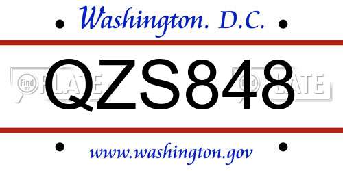 QZS848 District Of Columbia License Plate