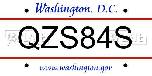 QZS84S District Of Columbia License Plate