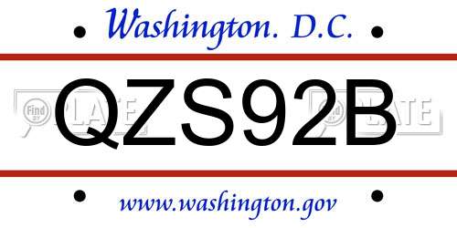 QZS92B District Of Columbia License Plate
