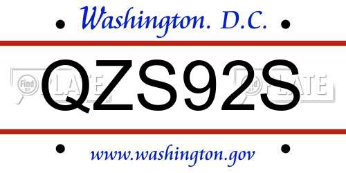 QZS92S District Of Columbia License Plate