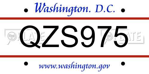 QZS975 District Of Columbia License Plate