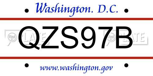 QZS97B District Of Columbia License Plate