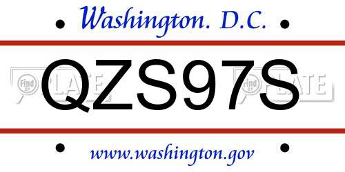 QZS97S District Of Columbia License Plate