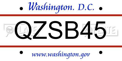 QZSB45 District Of Columbia License Plate