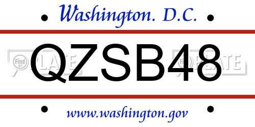QZSB48 District Of Columbia License Plate