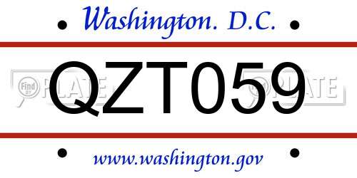 QZT059 District Of Columbia License Plate