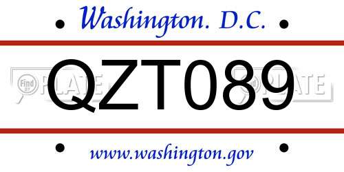 QZT089 District Of Columbia License Plate