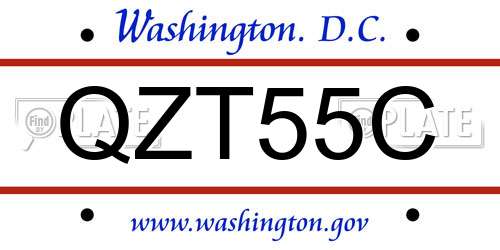 QZT55C District Of Columbia License Plate