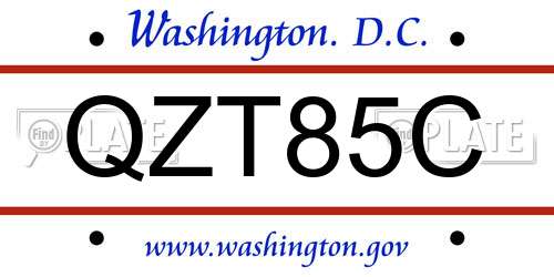 QZT85C District Of Columbia License Plate