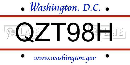 QZT98H District Of Columbia License Plate