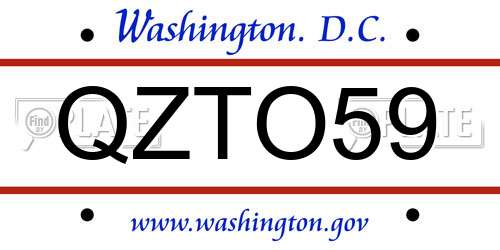 QZTO59 District Of Columbia License Plate