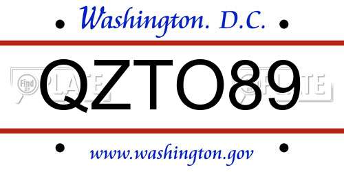 QZTO89 District Of Columbia License Plate