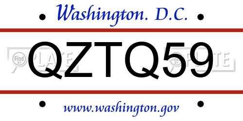 QZTQ59 District Of Columbia License Plate