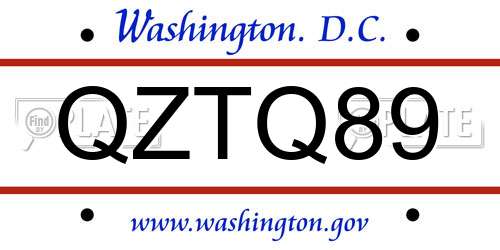 QZTQ89 District Of Columbia License Plate