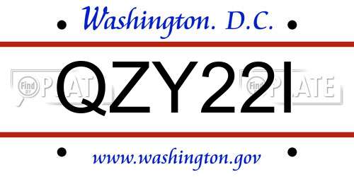 QZY22I District Of Columbia License Plate