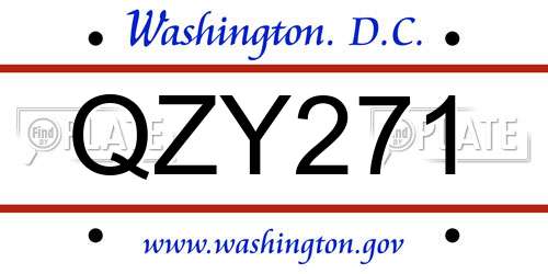 QZY271 District Of Columbia License Plate
